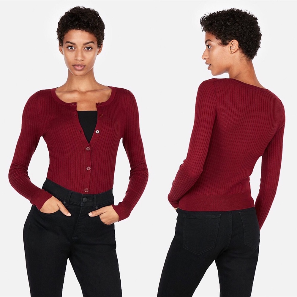 Ribbed Crew Neck Cardigan